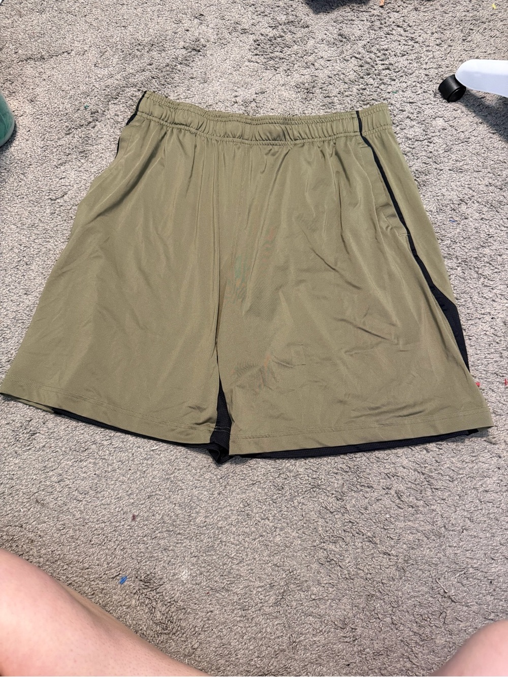 Under Armour Olive Green Men’s Athletic Shorts with Black Trim